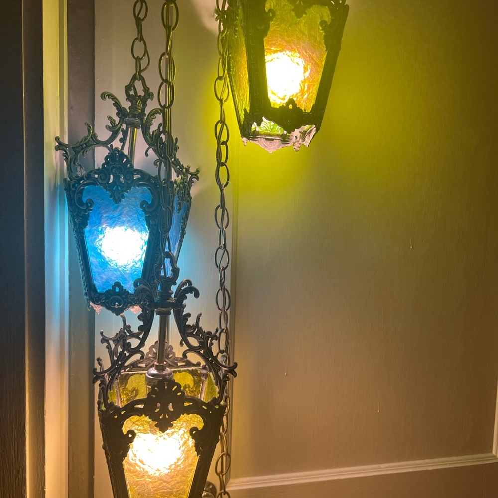 Vintage MCM triple swag lamp
